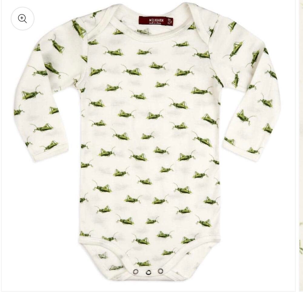 Milkbarn Organic Long Sleeve One Piece, Grasshopper, NWT